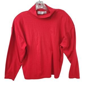 Karen Scott Cotton Rich Women Long Sleeve T-Shirt Crew Neck Medium Red